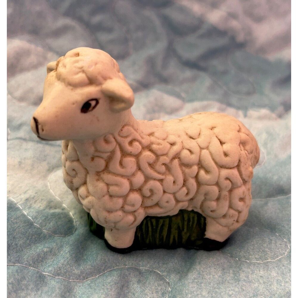 Vintage Replacement Ceramic Nativity Scene Set Sheep Figurine Hand painted